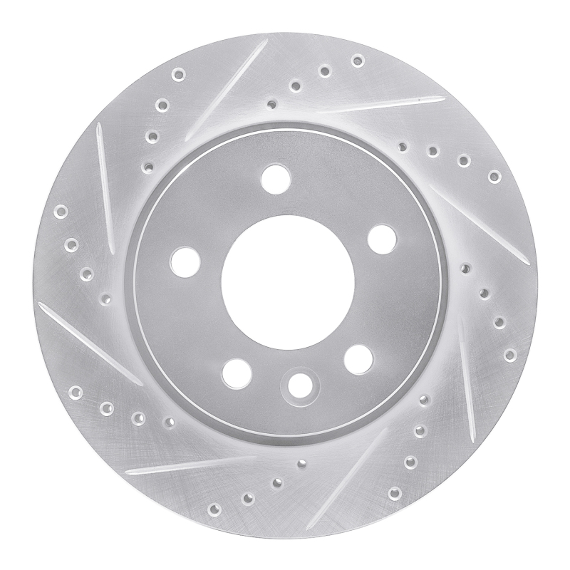 Volkswagen Amarok Brake Rotor (1) - Front Left - R1 Concepts - Drilled & Slotted - Silver - `10-`17